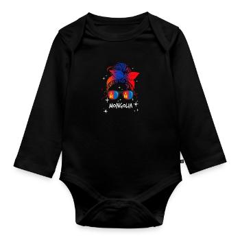 Mongolia - Organic Longsleeve Baby Bodysuit - black - Front