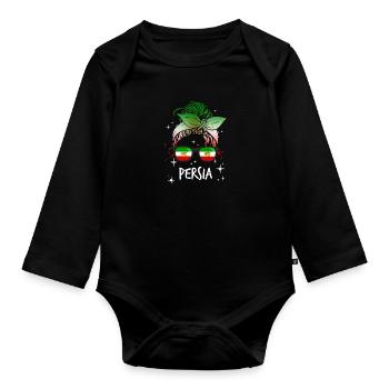 Persia - Organic Longsleeve Baby Bodysuit - black - Front