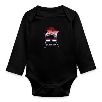 Netherlands - Organic Longsleeve Baby Bodysuit - black - Front