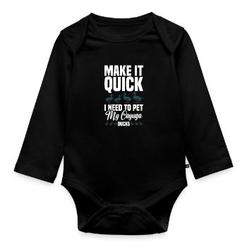 Cayuga Duck Owner Stuffed Animal Enclosure Toys - Organic Longsleeve Baby Bodysuit - black - Front