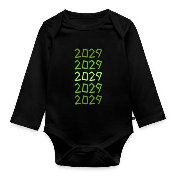 2029 - Organic Longsleeve Baby Bodysuit - black - Front