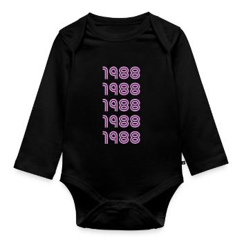 Pink 1988 - Organic Longsleeve Baby Bodysuit - black - Front