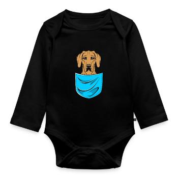 Rhodesian Ridgeback - Organic Longsleeve Baby Bodysuit - black - Front