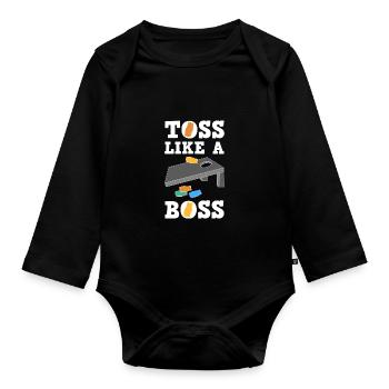 Cornhole Toss Bean Spiel Geschenk - Baby Bio-Langarm-Body - Schwarz - Vorne