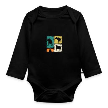 Büffel Rind Ochsen - Baby Bio-Langarm-Body - Schwarz - Vorne