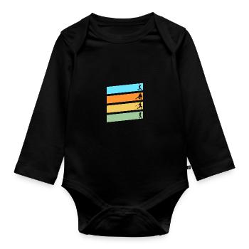 Baseballspieler Baseball - Baby Bio-Langarm-Body - Schwarz - Vorne