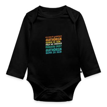 I wanted to stop being mean - Organic Longsleeve Baby Bodysuit - black - Front