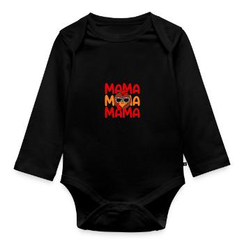 Truthahn Mama Mutter Truthahn - Baby Bio-Langarm-Body - Schwarz - Vorne