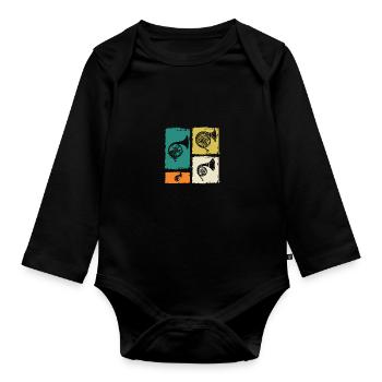 Hornist Waldhorn - Baby Bio-Langarm-Body - Schwarz - Vorne