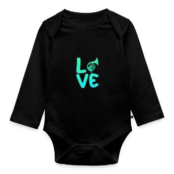 Hornist Waldhorn - Baby Bio-Langarm-Body - Schwarz - Vorne