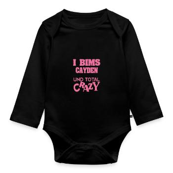 Cayden as a given name - Organic Longsleeve Baby Bodysuit - black - Front