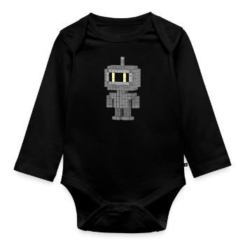 Roboter - Baby Bio-Langarm-Body - Schwarz - Vorne