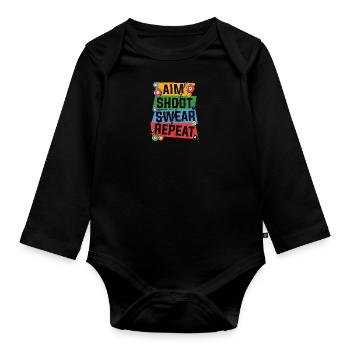 Billard Pool Billard Billardkugel Billardkö 8Ball - Baby Bio-Langarm-Body - Schwarz - Vorne