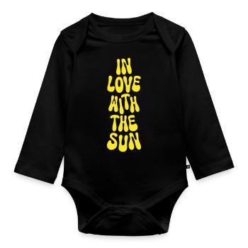 In love with the sun Spruch Sommer Sonne Retro - Baby Bio-Langarm-Body - Schwarz - Vorne