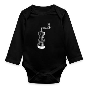 Pepper Vintage Pepper Mill Seasoning - Organic Longsleeve Baby Bodysuit - black - Front