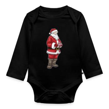 Petit gâteau de Noël Père Noël - Body Bébé bio manches longues - noir - Devant