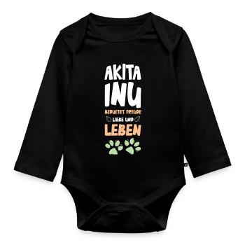 Akita Inu Pfoten Liebe Design - Baby Bio-Langarm-Body - Schwarz - Vorne