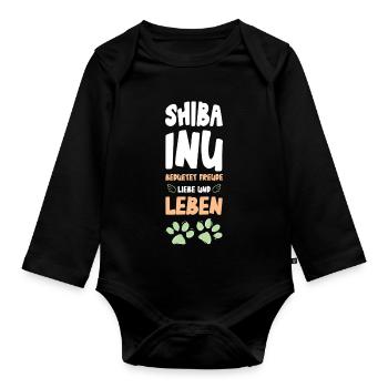 Shiba Inu Love and Life - Organic Longsleeve Baby Bodysuit - black - Front