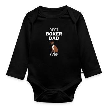 Dog Lover Father's Day Gift Boxer Dad - Organic Longsleeve Baby Bodysuit - black - Front