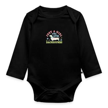 Just a Girl who loves Dachshunds Weiner - Baby Bio-Langarm-Body - Schwarz - Vorne
