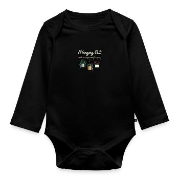 Hanging Out Plant Flower - Baby Bio-Langarm-Body - Schwarz - Vorne