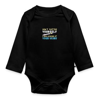 Don't Flatter Yourself I Was Looking At Your Veins - Baby Bio-Langarm-Body - Schwarz - Vorne