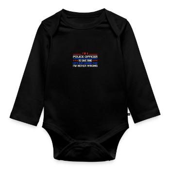 I Am A Police Officer to Save Time - Law - Baby Bio-Langarm-Body - Schwarz - Vorne