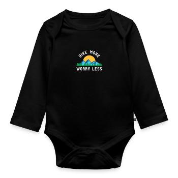 Hike More Worry Less - Baby Bio-Langarm-Body - Schwarz - Vorne