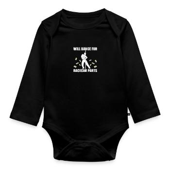 Will Dance For Race Car Parts Racing - Baby Bio-Langarm-Body - Schwarz - Vorne