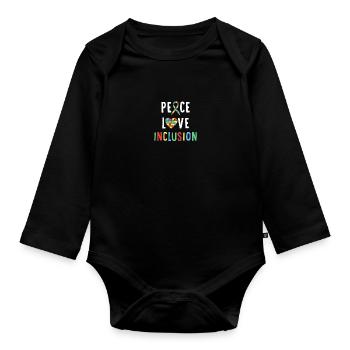 Peace Love Inclusion SPED Special Ed Teacher - Baby Bio-Langarm-Body - Schwarz - Vorne