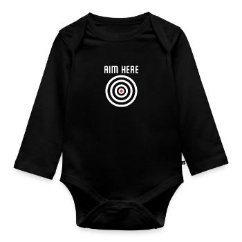 Bullseye Target Aim Here Darts Players Shooting - Baby Bio-Langarm-Body - Schwarz - Vorne
