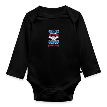 Stand for the Flag Kneel for the Cross American - Baby Bio-Langarm-Body - Schwarz - Vorne