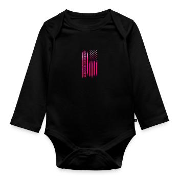 American Flag Fighting Breast Cancer - Awareness - Baby Bio-Langarm-Body - Schwarz - Vorne
