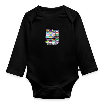 Never Forget Audio Cassette - Baby Bio-Langarm-Body - Schwarz - Vorne