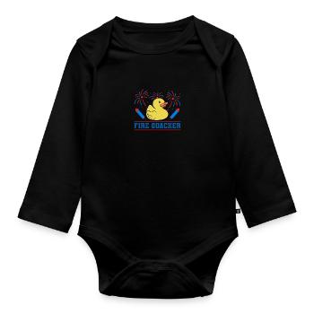 Funny Fire Quacker Rubber USA Flag Firework - Baby Bio-Langarm-Body - Schwarz - Vorne
