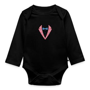 US American Flag Tuxedo Suit Tux 4th Of July - Baby Bio-Langarm-Body - Schwarz - Vorne