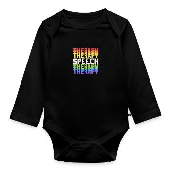 Speech Therapy SLP Rainbow Speech Language - Baby Bio-Langarm-Body - Schwarz - Vorne