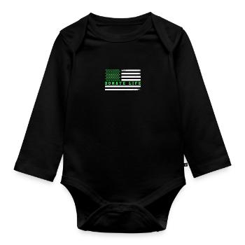 Donate Life Be USA American Flag Organ Donor - Baby Bio-Langarm-Body - Schwarz - Vorne