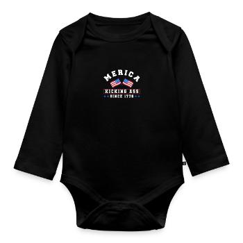 Merica Kicking Ass Since 1776 Independence USA - Baby Bio-Langarm-Body - Schwarz - Vorne