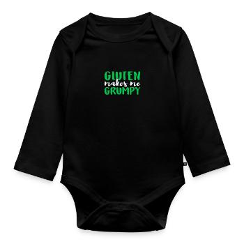 Celiac Disease Warrior Gluten Makes Me Grumpy - Baby Bio-Langarm-Body - Schwarz - Vorne