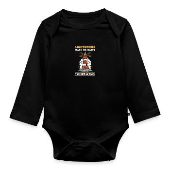 Lighthouse Make Me Happy You Not So Much Sailboat - Baby Bio-Langarm-Body - Schwarz - Vorne
