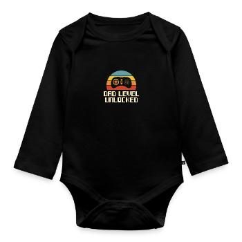 Dad Level Unlocked Retro Gaming Fathers Day - Baby Bio-Langarm-Body - Schwarz - Vorne