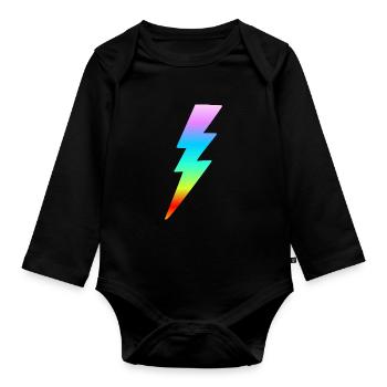 Colorful Lightning Rainbow Colors Retro Gift Woman - Organic Longsleeve Baby Bodysuit - black - Front