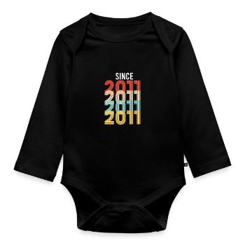 Millésime 2011 anniversaire année de naissance rétro millésime - Body Bébé bio manches longues - noir - Devant