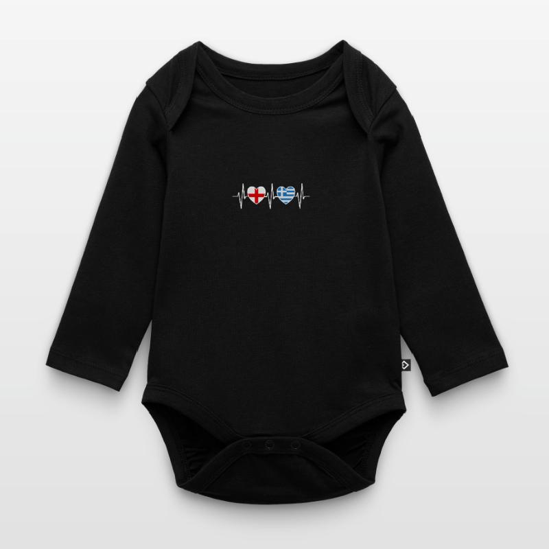 Angleterre et Grèce Drapeaux hellas grecs Body Bébé bio manches longues