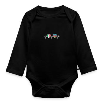 Italien und Aserbaidschan Aserbaidschanische Fahne - Baby Bio-Langarm-Body - Schwarz - Vorne
