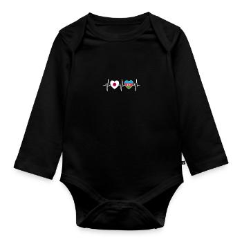 Japan und Aserbaidschan Aserbaidschanische Flaggen - Baby Bio-Langarm-Body - Schwarz - Vorne