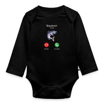 appel de saumon - Body Bébé bio manches longues - noir - Devant