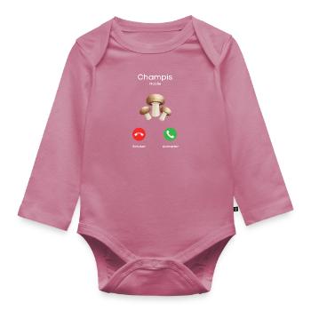 appel des champignons - Body Bébé bio manches longues - mauve - Devant