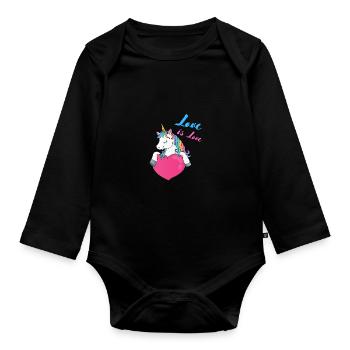 Licorne Love love - Body Bébé bio manches longues - noir - Devant